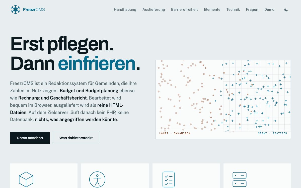 Startseite von FreezrCMS