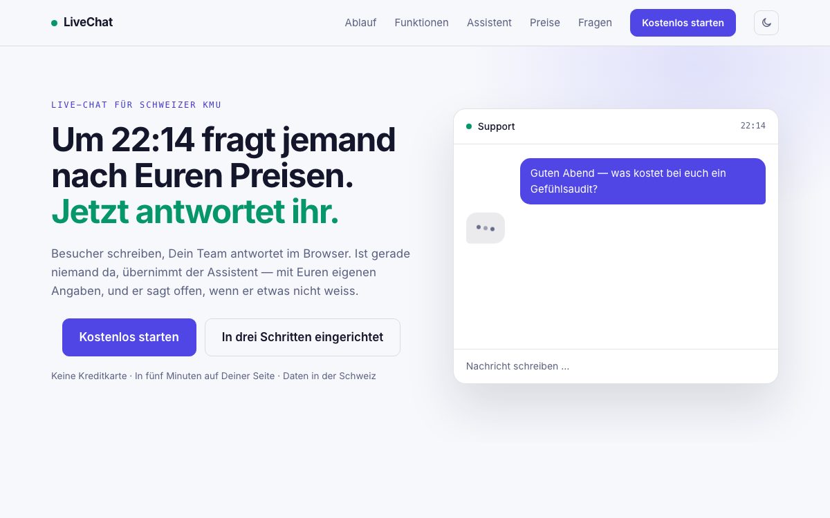 Startseite von MyLiveChat
